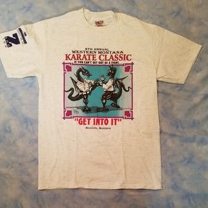 VTG Karate T Shirt Dragon Graphic 90s